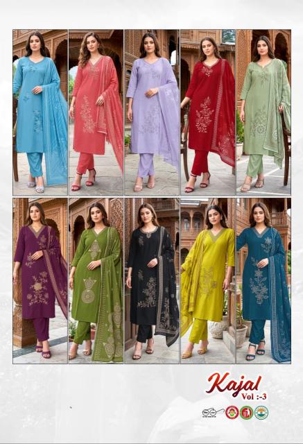 Desi kudi kajal 3 kurti manufacturer in surat